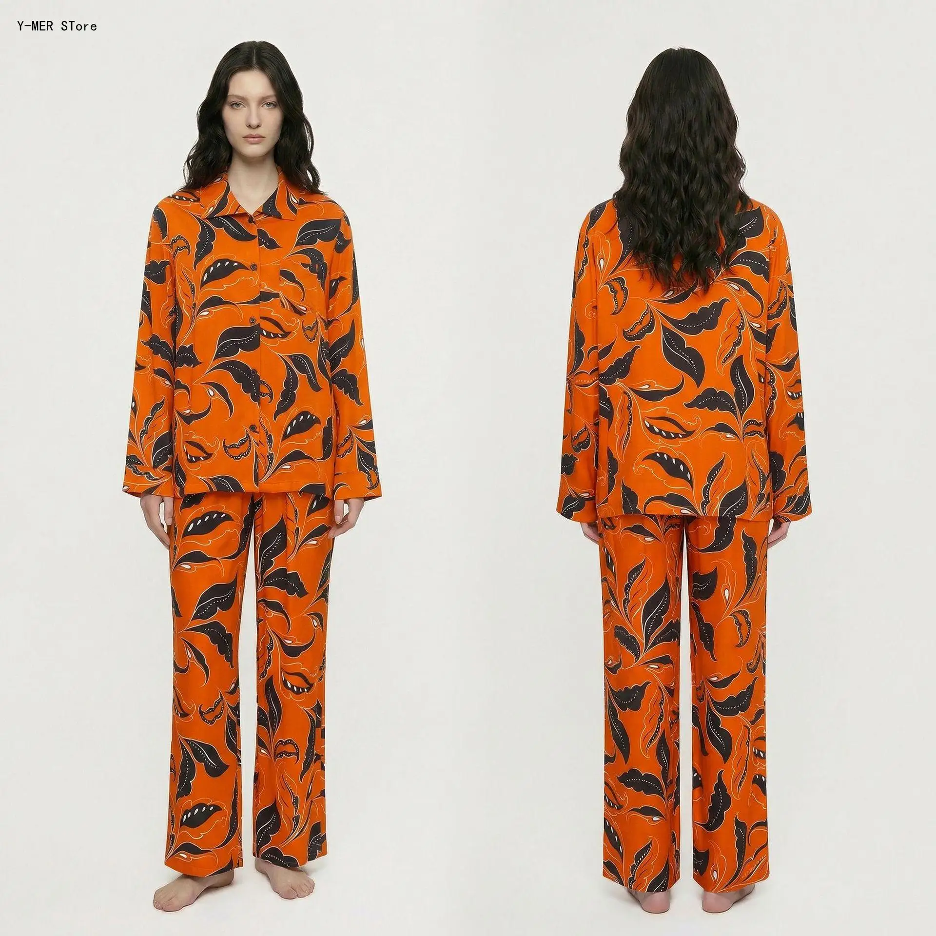Spring Autumn Floral Printed Rayon Sleepwear Set Lapel Cardigan Long Sleeve Trousers Women Daily Casual Home Clothes
Spring Autumn Floral Printed Rayon Sleepwear Set Lapel Cardigan Long Sleeve Trousers Women Daily Casual Home Clothes