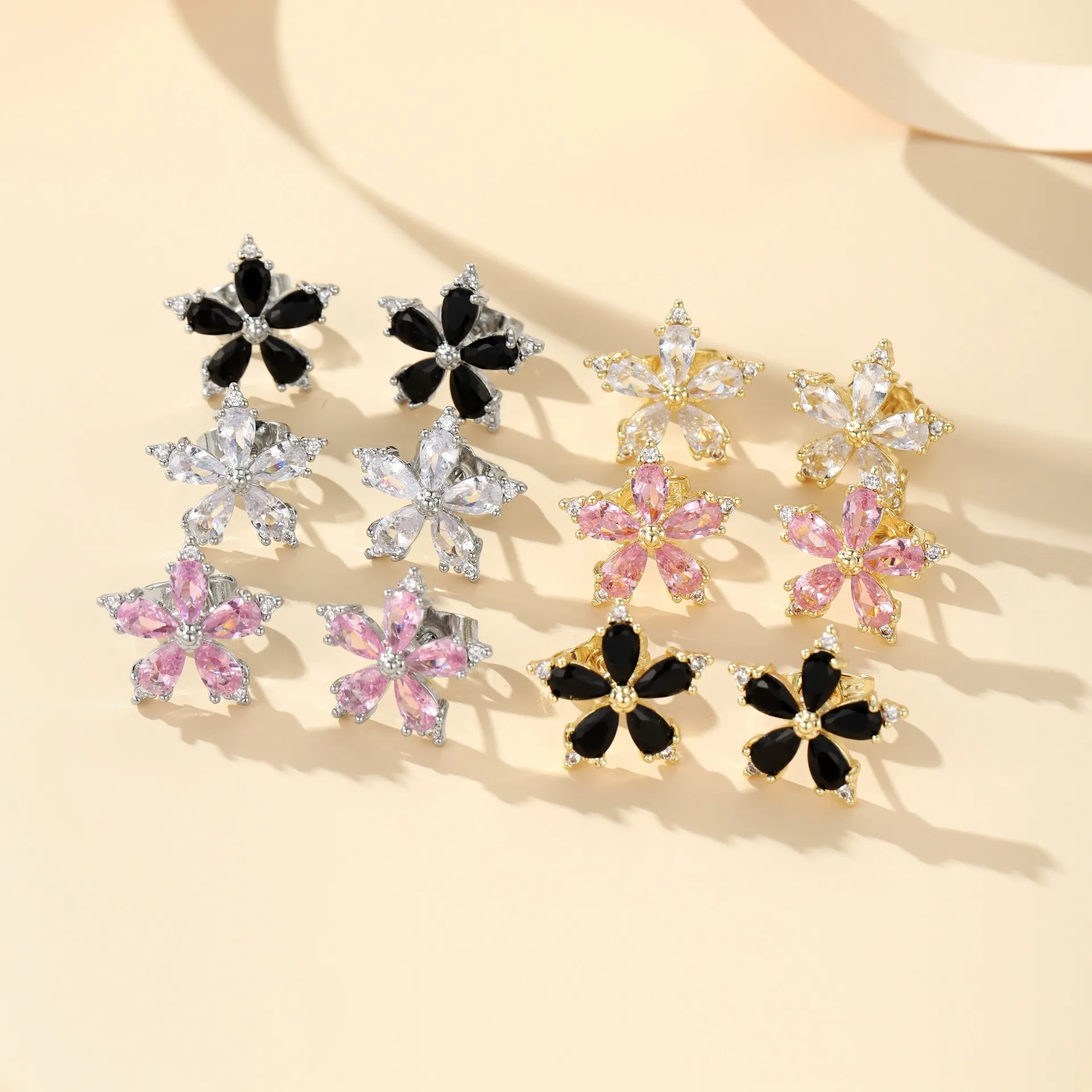 Floral Zircon Stud Earrings, 14K Gold/Silver Plated Five-Petal Flower Crystal Earrings, Delicate Fashion Jewelry for Women
Floral Zircon Stud Earrings, 14K Gold/Silver Plated Five-Petal Flower Crystal Earrings, Delicate Fashion Jewelry for Women