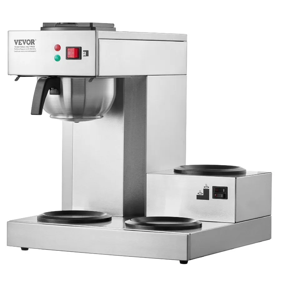 Коммерческая капельная кофеварка на 12 чашек с 3 стеклянными графинами и 3 подогревами для офиса 
Коммерческая капельная кофеварка на 12 чашек с 3 стеклянными графинами и 3 подогревами для офиса