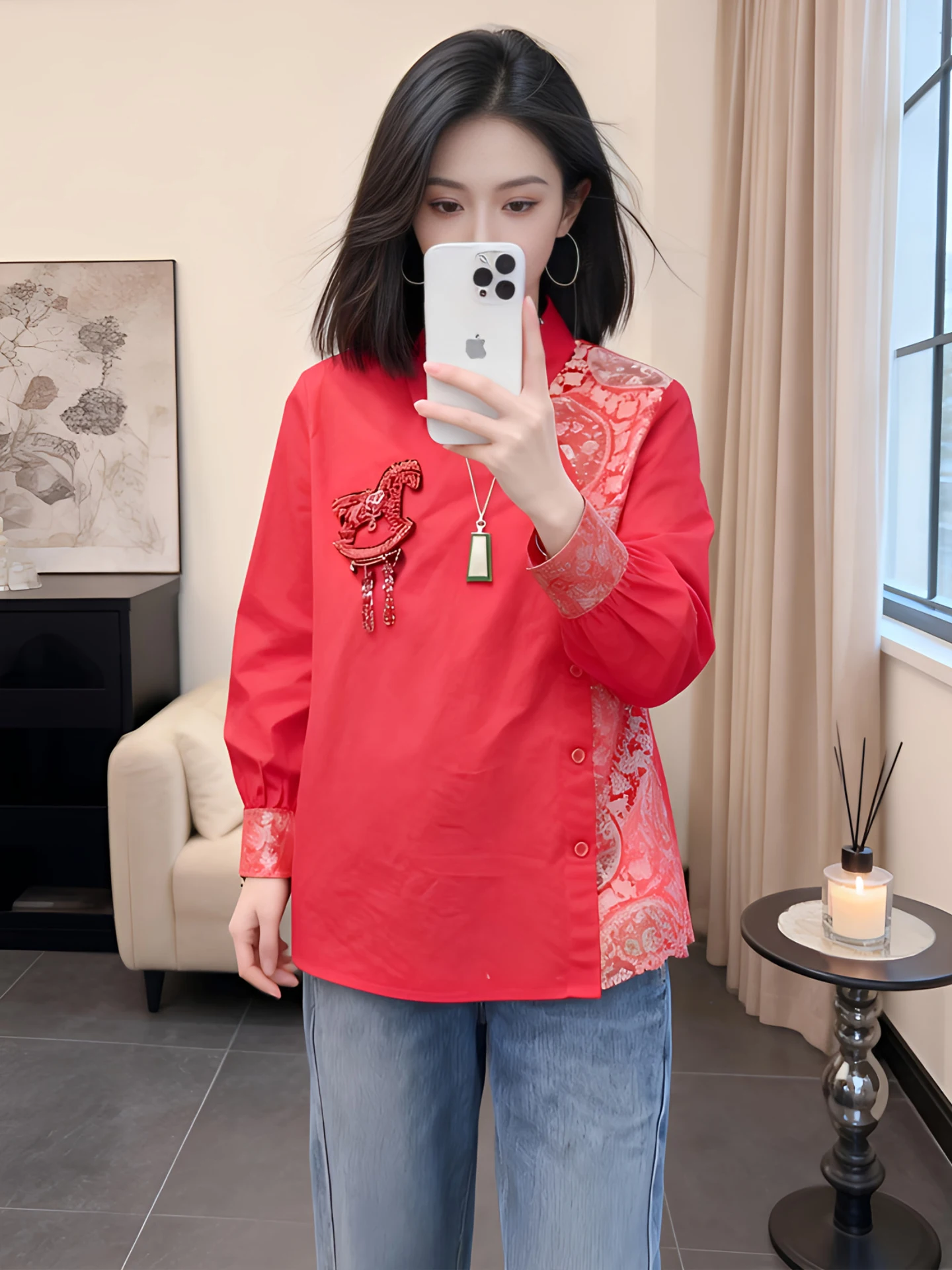 Elegant Embroidered Pattern Shirt Women's Fashionable Spring Autumn Top Korean Style Commute Wind Long Sleeve Collar
Elegant Embroidered Pattern Shirt Women's Fashionable Spring Autumn Top Korean Style Commute Wind Long Sleeve Collar