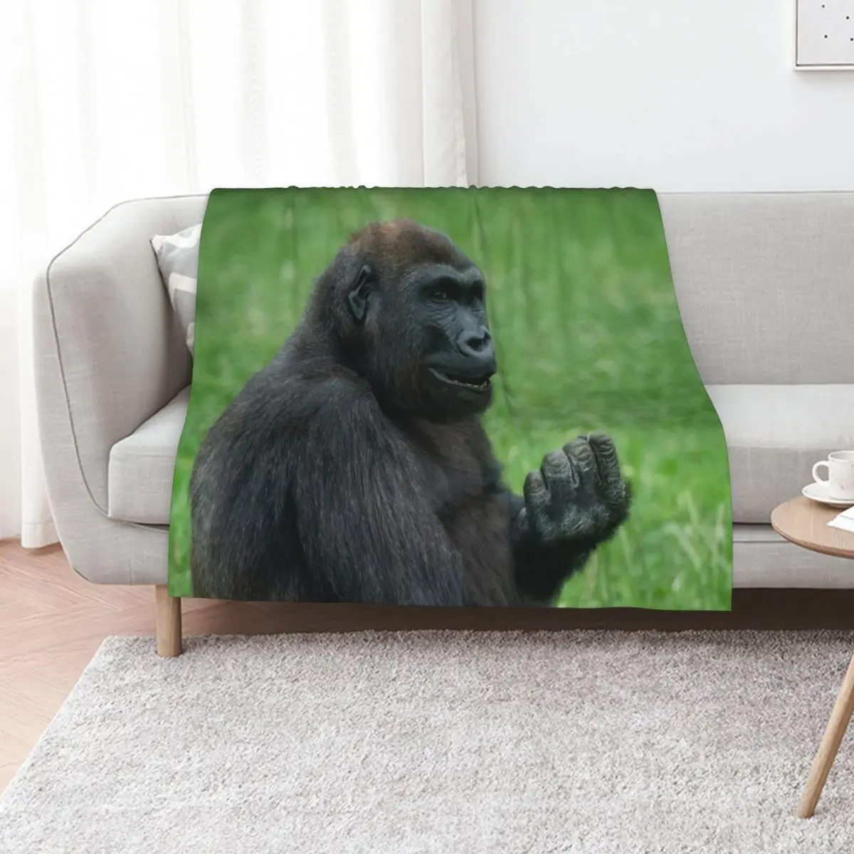 Gorilla Lope Sitting In The Green Summer Grass Throw Blanket Air Conditioner Soft Blanket for Office Home
Gorilla Lope Sitting In The Green Summer Grass Throw Blanket Air Conditioner Soft Blanket for Office Home