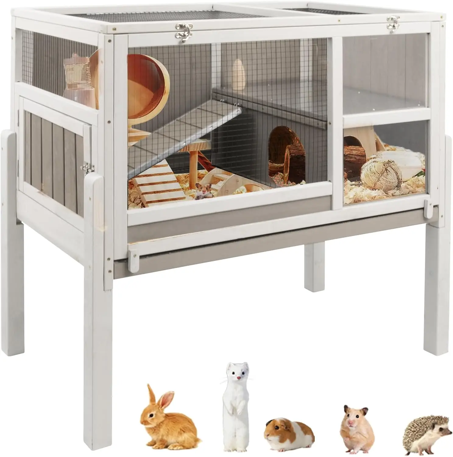 Guinea Pig Cages Indoor, Wooden Guinea Pig Cages with Stand, Rabbit Cage Hutch with Ramp and Hideout, Small Animals Cage Habitat
Guinea Pig Cages Indoor, Wooden Guinea Pig Cages with Stand, Rabbit Cage Hutch with Ramp and Hideout, Small Animals Cage Habitat