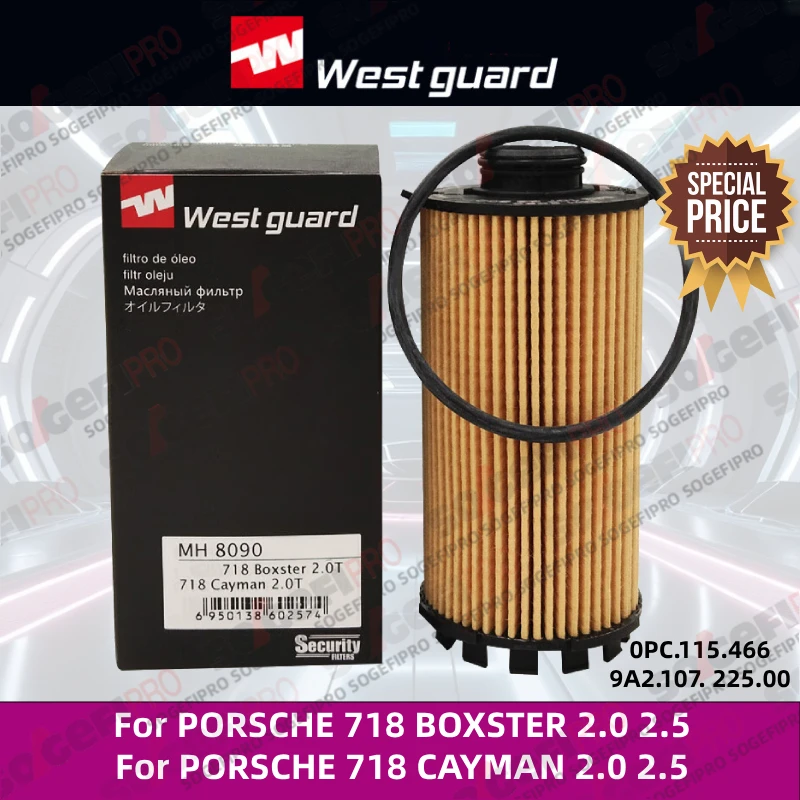 For 718 BOXSTER 2016- For 718 CAYMAN 2.0 2.5 4.0 WESTGUARD Engine Oil Filter MH8090 9A2.107.225.00 0PC.115.466 CH12239 HU7051z
For 718 BOXSTER 2016- For 718 CAYMAN 2.0 2.5 4.0 WESTGUARD Engine Oil Filter MH8090 9A2.107.225.00 0PC.115.466 CH12239 HU7051z