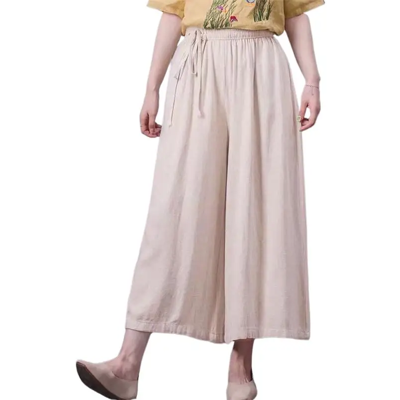 Loose Wide Leg Pants Women Cotton Linen Ankle-Length Pants Comfortable Slim High Waist Lace Up Trousers Black Green Rose Blue
Loose Wide Leg Pants Women Cotton Linen Ankle-Length Pants Comfortable Slim High Waist Lace Up Trousers Black Green Rose Blue