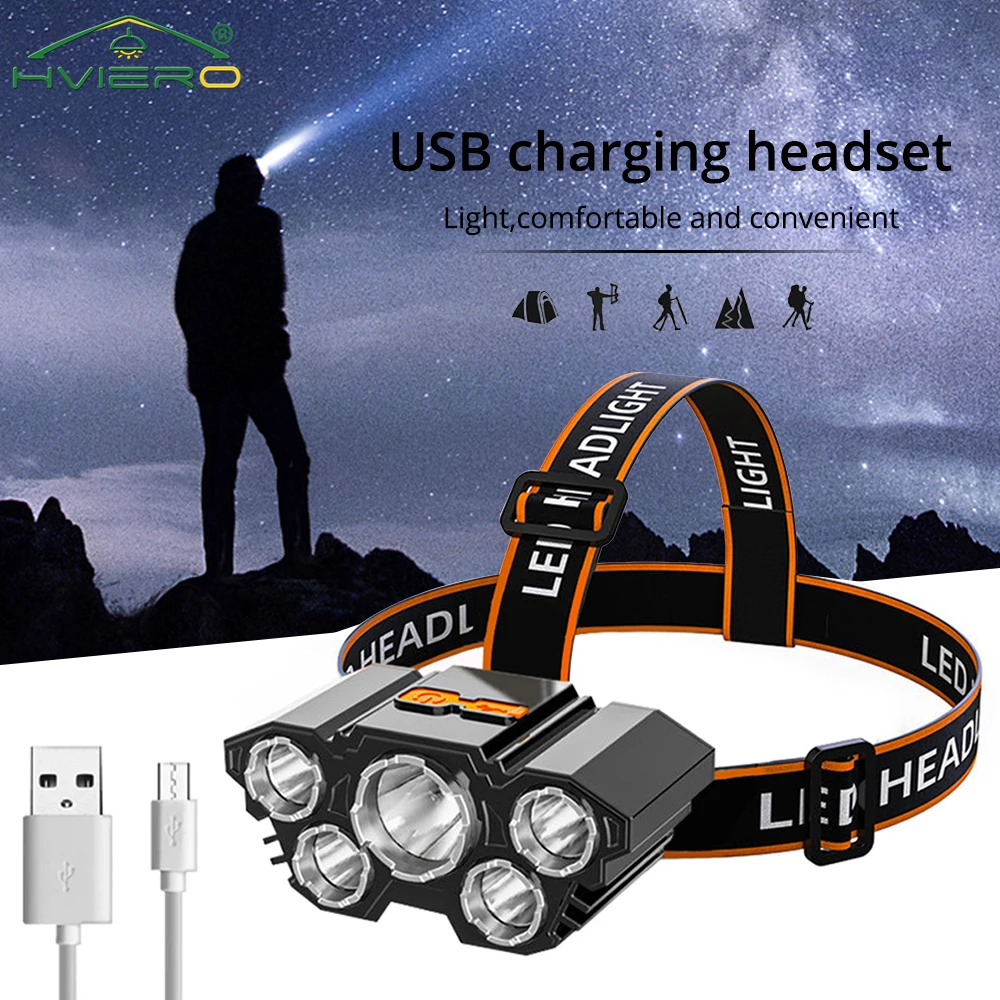 Фонарик с 5 головками и USB-зарядкой, яркий Головной фонарь, суперъяркие фонарики 5 Вт с креплением на голову для ночной рыбалки, кемпинга
Фонарик с 5 головками и USB-зарядкой, яркий Головной фонарь, суперъяркие фонарики 5 Вт с креплением на голову для ночной рыбалки, кемпинга