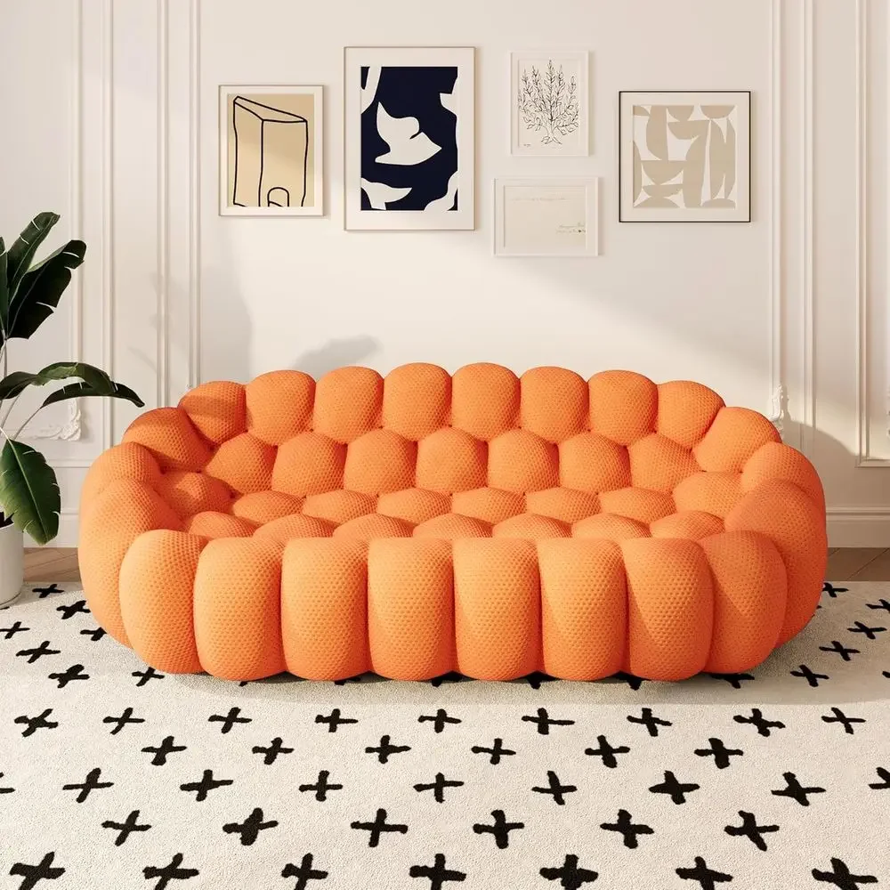 3 Seater Curved Mesh Fabric Sofa, Modern 3D Honeycomb Design for Living Rooms, Ideal for Small Spaces (Orange)
3 Seater Curved Mesh Fabric Sofa, Modern 3D Honeycomb Design for Living Rooms, Ideal for Small Spaces (Orange)