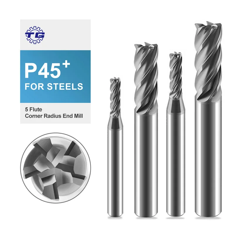 TG P45 + -R5/5 slot coated fillet radius end mills P45 series high performance steel machining tools
TG P45 + -R5/5 slot coated fillet radius end mills P45 series high performance steel machining tools