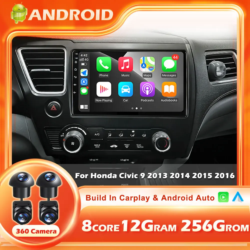 For Honda Civic 9 2013 2014 2015 2016 Android 14 Auat Carplay Car Radio Multimedia Video Player GPS Navigation Autoradio tools
For Honda Civic 9 2013 2014 2015 2016 Android 14 Auat Carplay Car Radio Multimedia Video Player GPS Navigation Autoradio tools