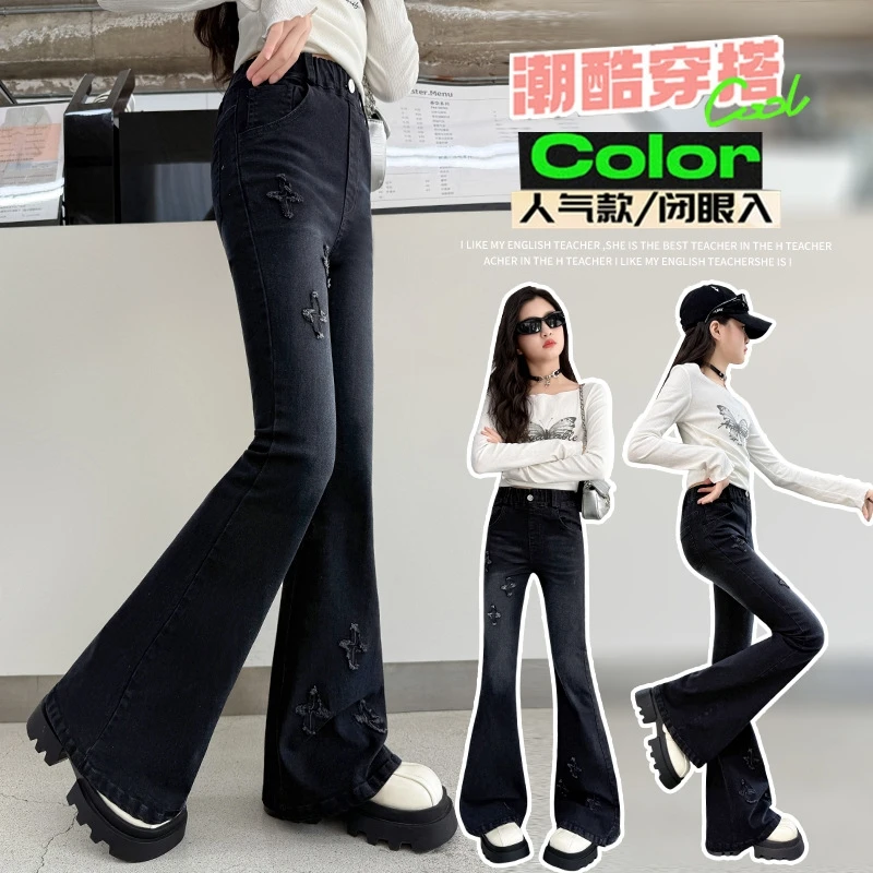 Girls' Flared Denim Jeans Elastic Fitted Flare Pants Pre-teen Girl Fitted Long Pants Children's Casual Party Back-to-school Seas
Girls' Flared Denim Jeans Elastic Fitted Flare Pants Pre-teen Girl Fitted Long Pants Children's Casual Party Back-to-school Seas