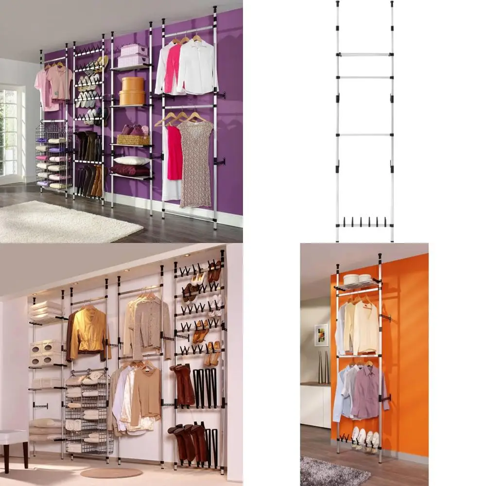 Алюминиевая телескопическая гардеробная система со стержнями и полками, 2,02 кг, 321107, Компактное решение для хранения вещей
Алюминиевая телескопическая гардеробная система со стержнями и полками, 2,02 кг, 321107, Компактное решение для хранения вещей