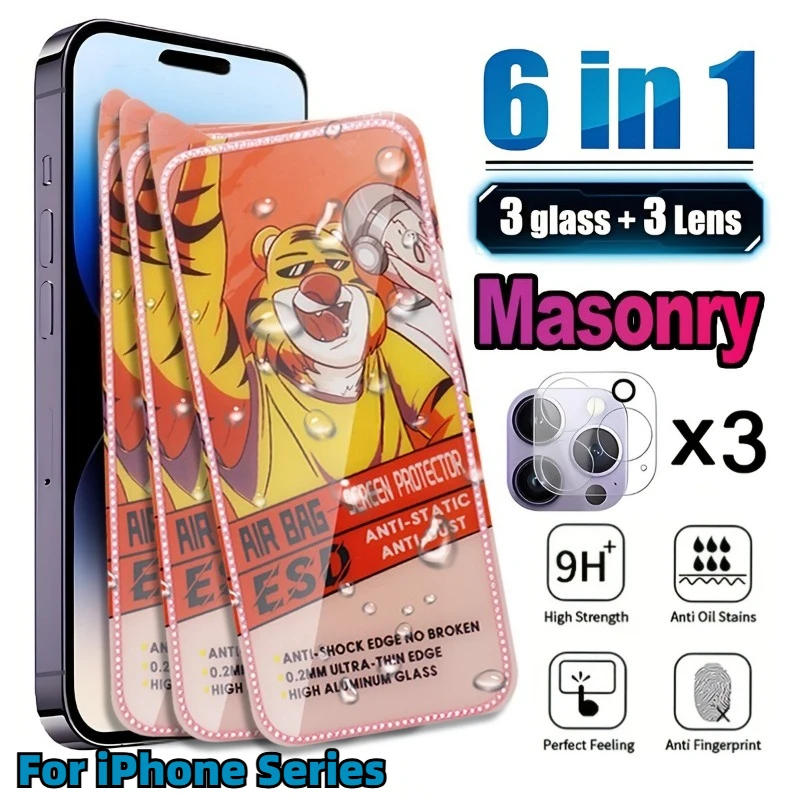 High-Definition Tempered Glass Protective Film 3 Screen+3 Lens Combination for iPhone 14/15/16/17,Full Coverage, Oil-Proof, 6in1
High-Definition Tempered Glass Protective Film 3 Screen+3 Lens Combination for iPhone 14/15/16/17,Full Coverage, Oil-Proof, 6in1