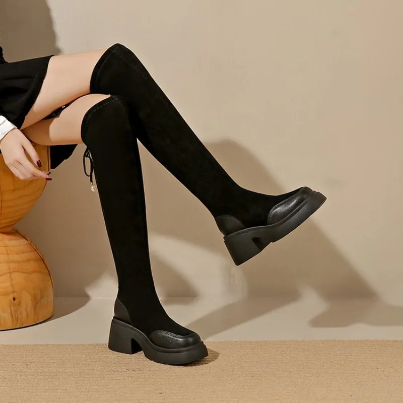 Women Over The Knee Boots Chunky Platform Sole Long Boots Suede Look Upper Back Tie Detail Autumn Winter Daily Streetwear Shoes
Women Over The Knee Boots Chunky Platform Sole Long Boots Suede Look Upper Back Tie Detail Autumn Winter Daily Streetwear Shoes