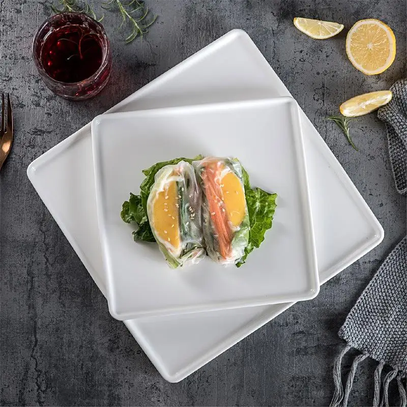 Creative Pure White Ceramic Plate Square Flat Dinnerware for Steak Pasta Western Cuisine Home Hotel Restaurant Use
Creative Pure White Ceramic Plate Square Flat Dinnerware for Steak Pasta Western Cuisine Home Hotel Restaurant Use