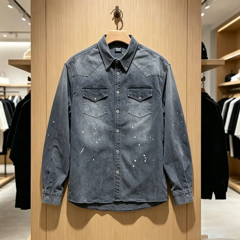 Double Shoulder Design Spott Paint SAINT Work Long Sleeve Shirt Jacket Men Women Vintage Washed Fade Loose V-shape Shirt Clothes
Double Shoulder Design Spott Paint SAINT Work Long Sleeve Shirt Jacket Men Women Vintage Washed Fade Loose V-shape Shirt Clothes