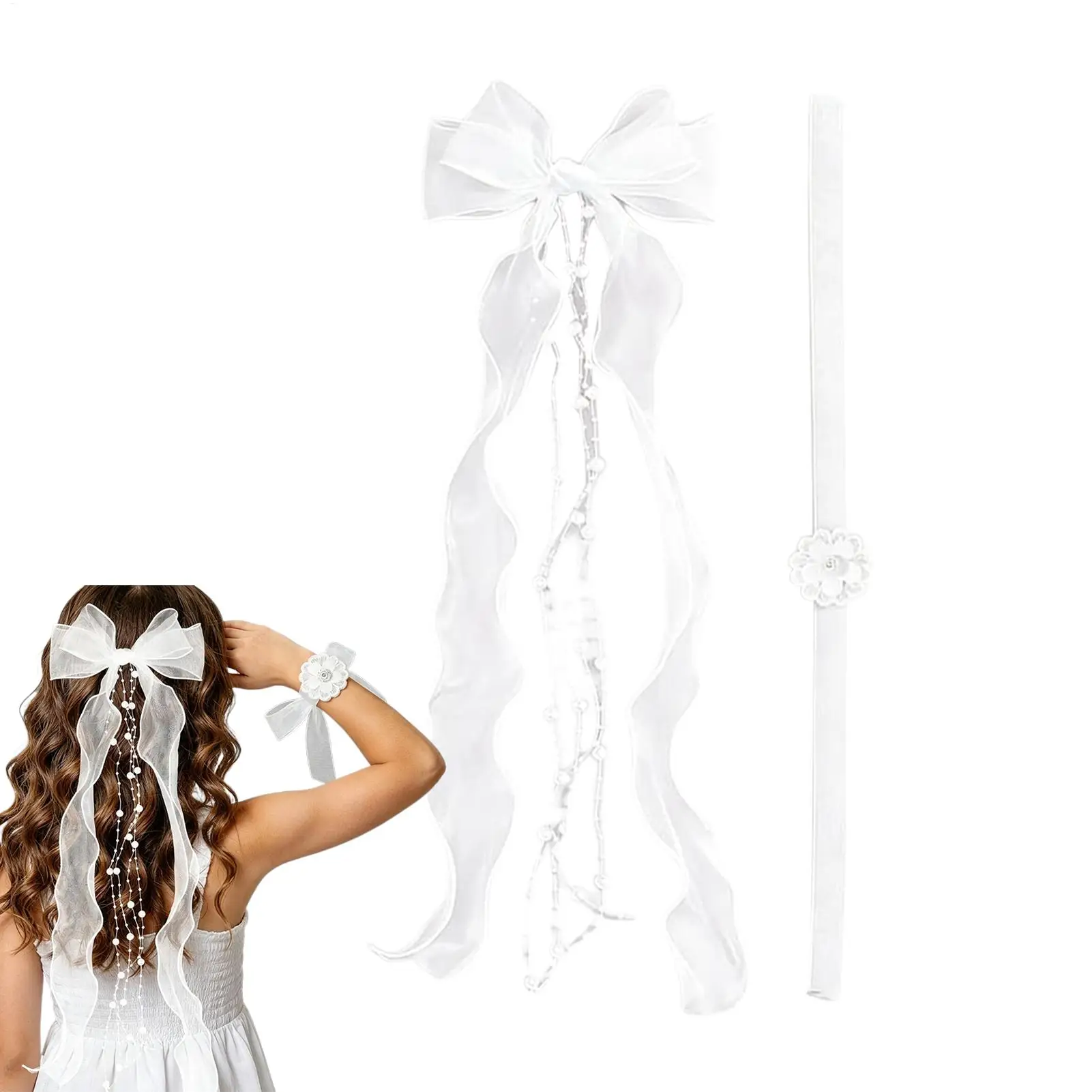 Communion Hair Accessories White Bow Pearl Organza Ribbon Flower Girl Headpiece for Special Event Wedding Ceremony Christening
Communion Hair Accessories White Bow Pearl Organza Ribbon Flower Girl Headpiece for Special Event Wedding Ceremony Christening