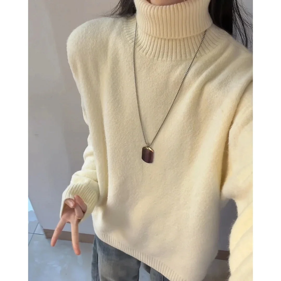 Korean Sle High Collar Fce Lined Thiened Knitted Sweater Men Women Autumn Winter Couple Base irt Soft Polyester
Korean Sle High Collar Fce Lined Thiened Knitted Sweater Men Women Autumn Winter Couple Base irt Soft Polyester