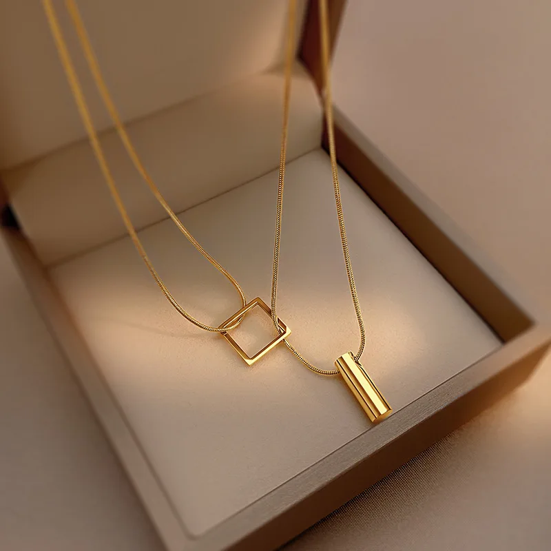 Stainless steel Gold Color Overlay Double-Layer Necklace Women's Fashion Jewelry Party Girls' Fadeless Accessories Gift
Stainless steel Gold Color Overlay Double-Layer Necklace Women's Fashion Jewelry Party Girls' Fadeless Accessories Gift