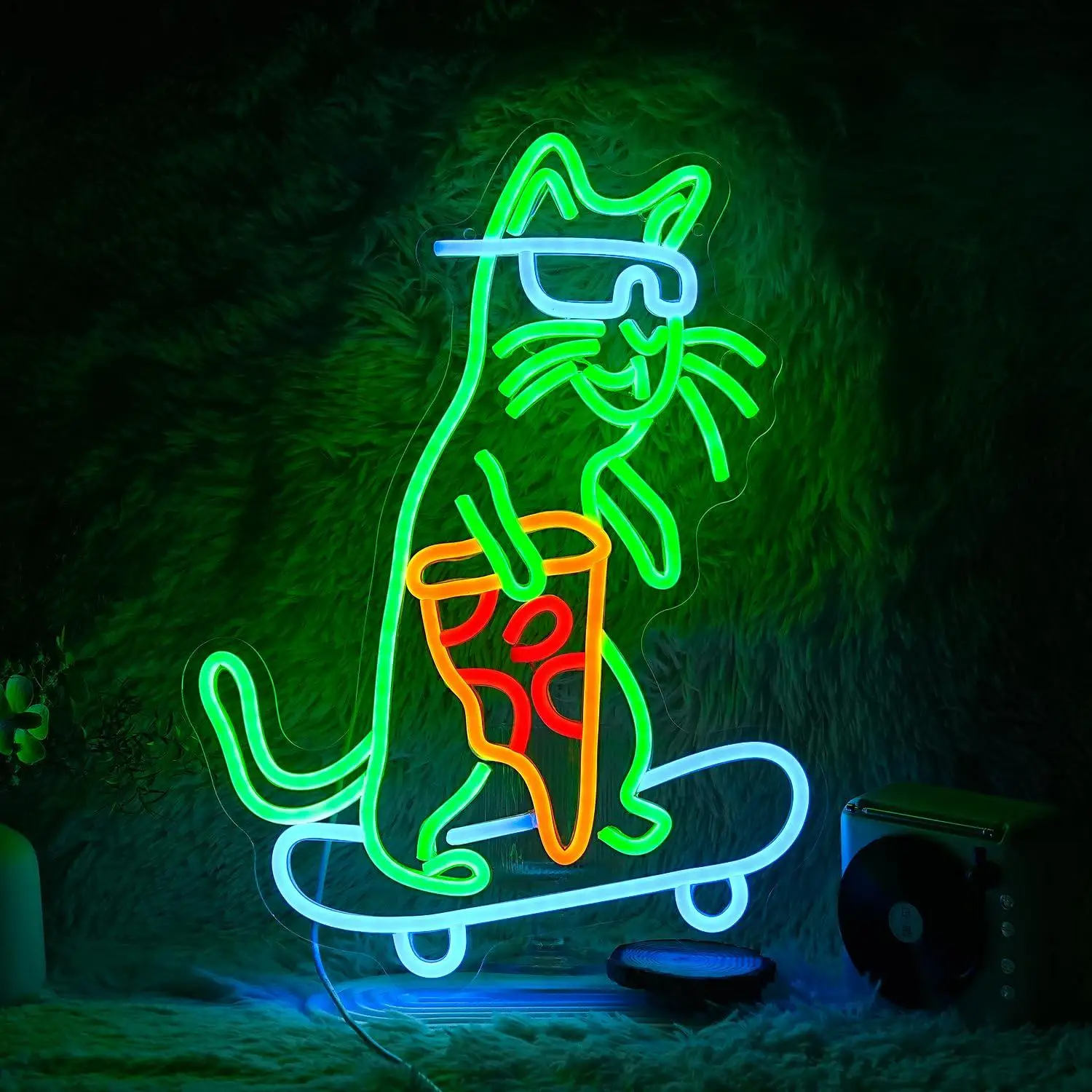 Skateboard Cat Neon Sign LED Cool Glasses Cat Pizza Neon Light for Bedroom Pizza Restaurant Pet Shop Bar Wall Decor Special Gift
Skateboard Cat Neon Sign LED Cool Glasses Cat Pizza Neon Light for Bedroom Pizza Restaurant Pet Shop Bar Wall Decor Special Gift
