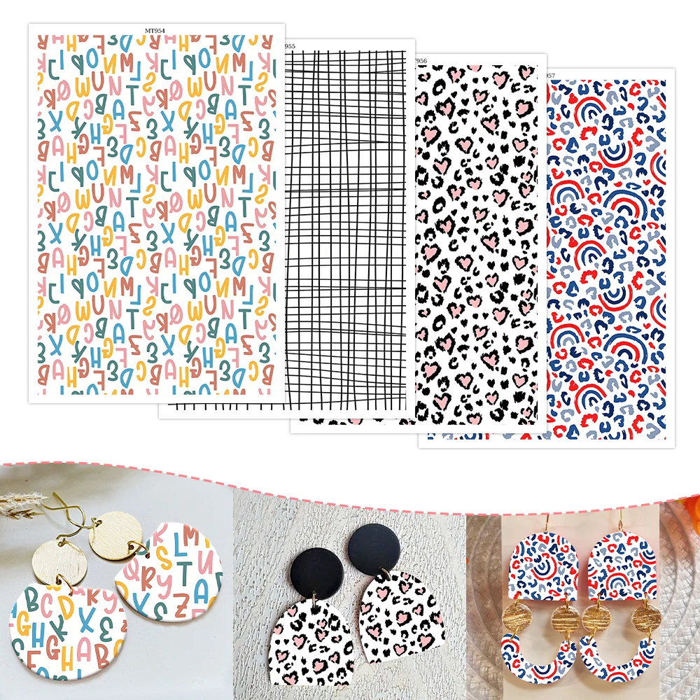 Cute Alphabets Rainbow Grid Line Leopard Soft Ceramic Earrings Water Soluble Disposable Sticker for Diy Jewelry Making Decal 
Cute Alphabets Rainbow Grid Line Leopard Soft Ceramic Earrings Water Soluble Disposable Sticker for Diy Jewelry Making Decal