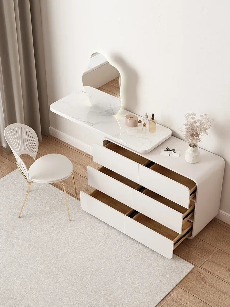 Suspended air rotating computer desk, bucket cabinet, dressing table integrated modern and minimalist rock slab bedroom
Suspended air rotating computer desk, bucket cabinet, dressing table integrated modern and minimalist rock slab bedroom