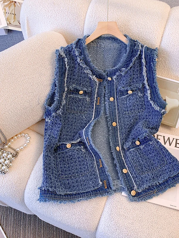Small Fraance Sle Frayed Denim Vest Women's Spring Autumn 2025 New ular ort Svel Jaet Outerwear
Small Fraance Sle Frayed Denim Vest Women's Spring Autumn 2025 New ular ort Svel Jaet Outerwear