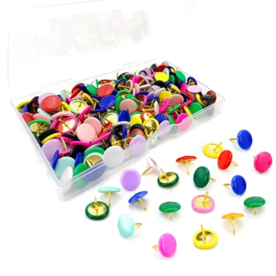 200 PCS Colored Round Head Thumb Tacks Plastic Push Pins with Stainless Steel Point, Colorful Map Tacks for Bulletin Board, Cor
200 PCS Colored Round Head Thumb Tacks Plastic Push Pins with Stainless Steel Point, Colorful Map Tacks for Bulletin Board, Cor