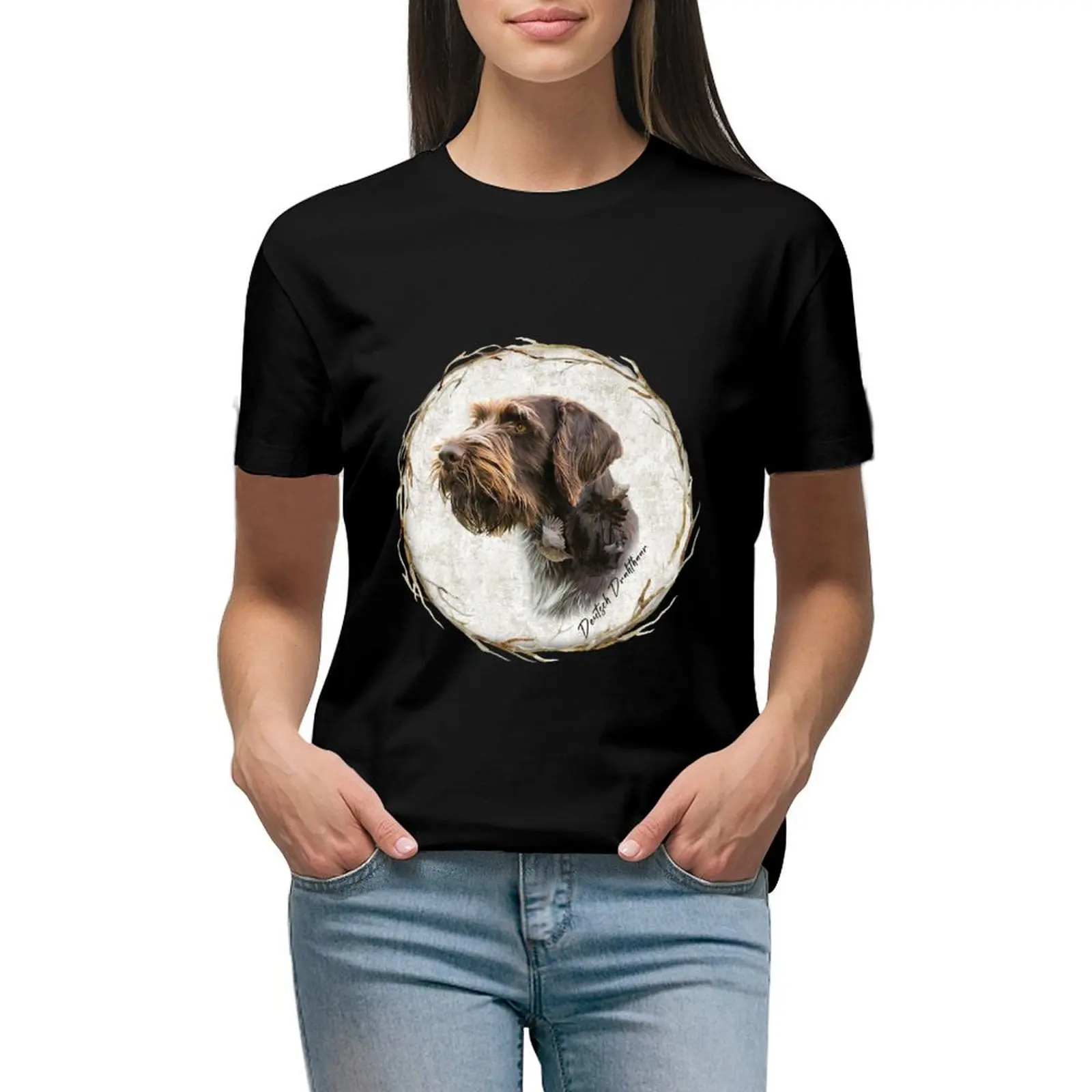 German Wirehaired Pointer's thoughts T-shirt summer tops Female clothing workout shirts for Women
German Wirehaired Pointer's thoughts T-shirt summer tops Female clothing workout shirts for Women