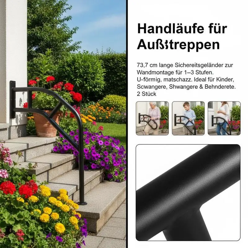 Wall Mounted Safety Grab Bars 29" Length For Garden Stairs Front Porch Garage Entrance 2 PCS U-Shaped Metal Railing Matte Black Surface Support Handle Kids Elderly Disabled Use
Wall Mounted Safety Grab Bars 29" Length For Garden Stairs Front Porch Garage Entrance 2 PCS U-Shaped Metal Railing Matte Black Surface Support Handle Kids Elderly Disabled Use