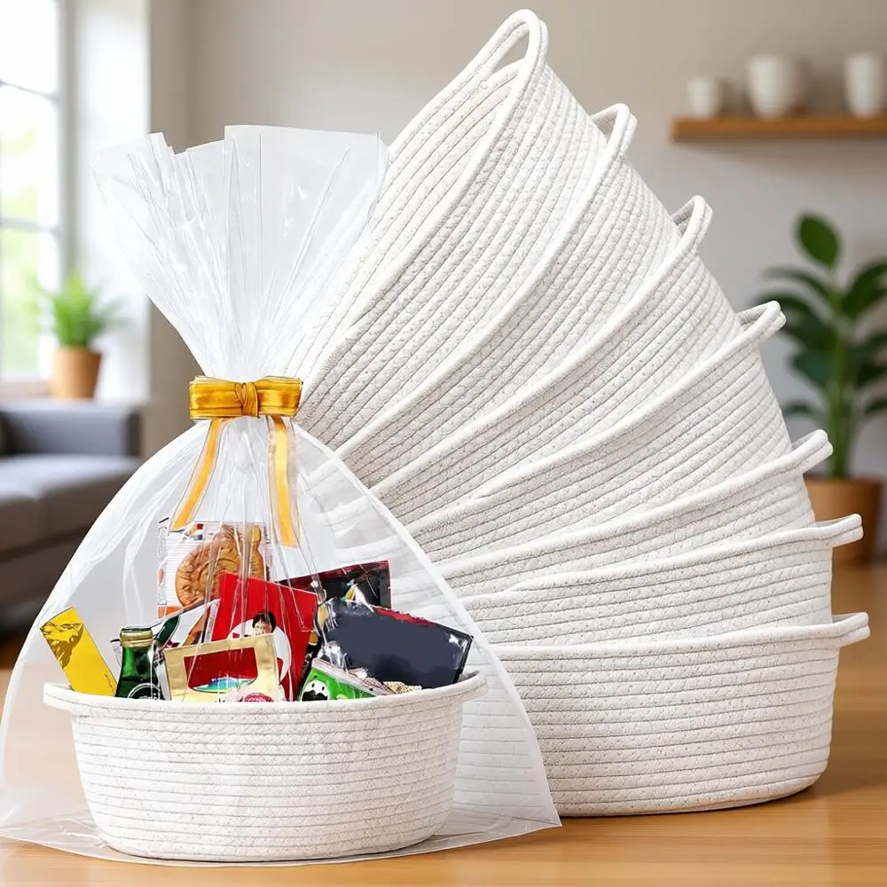 Набор из 8 мини-корзинок с плетеным дном, мешочками на завязках и лентами, 12x8x5, декоративный подарочный набор для малышей, корзины для хранения в детской, белые
Набор из 8 мини-корзинок с плетеным дном, мешочками на завязках и лентами, 12x8x5, декоративный подарочный набор для малышей, корзины для хранения в детской, белые