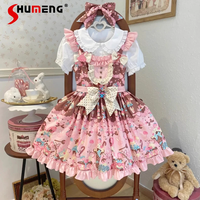 Japanese Sweet Lolita Jsk Dress Girls Cute Cartoon Rabbit Print Princess Tea Party Dresses Student Kawaii Bow Dress Vestidos
Japanese Sweet Lolita Jsk Dress Girls Cute Cartoon Rabbit Print Princess Tea Party Dresses Student Kawaii Bow Dress Vestidos
