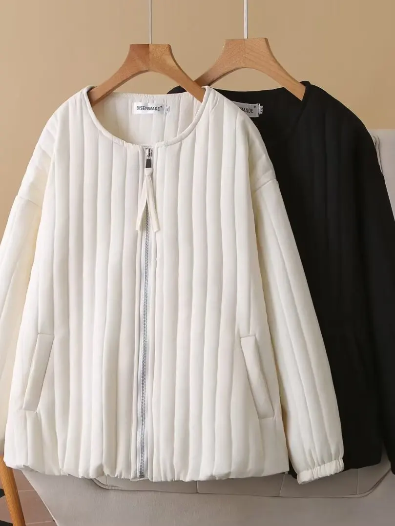 plus Size Women's Casual Thickened Cotton Jacket round Neck Zipper Korean Style Loose Fit Autumn Wear for Shaped Women
plus Size Women's Casual Thickened Cotton Jacket round Neck Zipper Korean Style Loose Fit Autumn Wear for Shaped Women