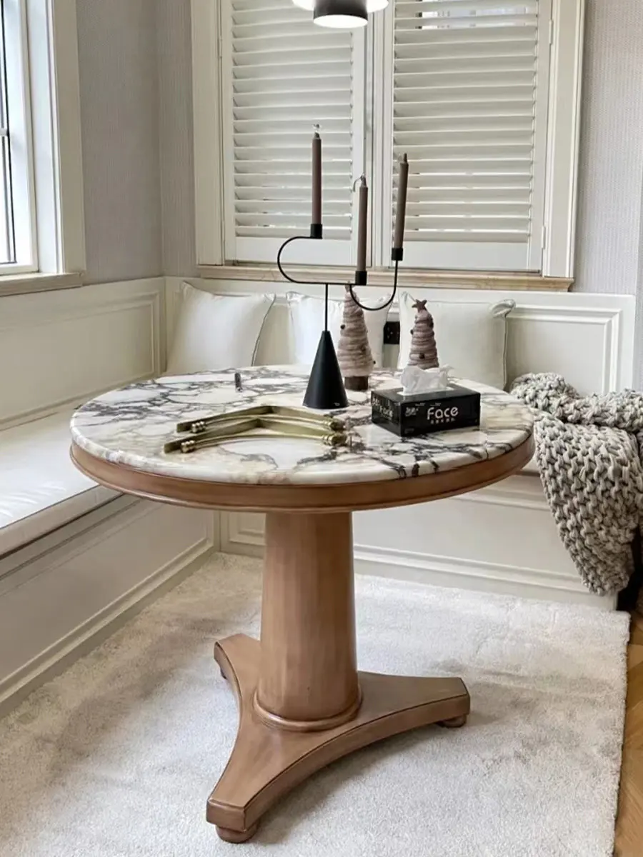 Log wind dining table and chair combination solid wood round dining table (excluding stone surface)
Log wind dining table and chair combination solid wood round dining table (excluding stone surface)