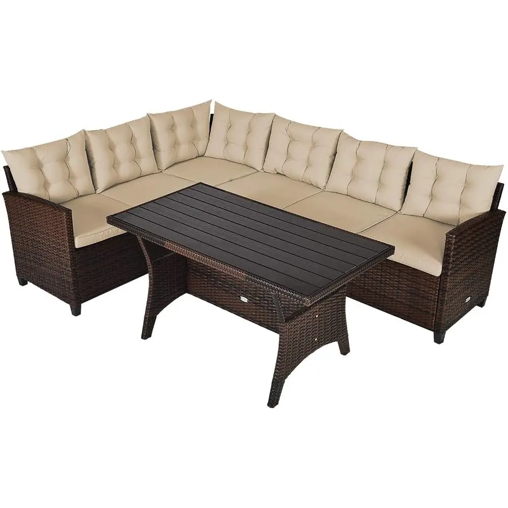 3-Piece Outdoor Patio Furniture Set: Rattan Wicker Sofa with Cushions and Coffee Table for Garden or Backyard
3-Piece Outdoor Patio Furniture Set: Rattan Wicker Sofa with Cushions and Coffee Table for Garden or Backyard