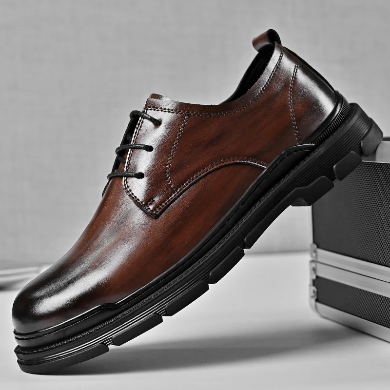 Mens Low Cut Casual Shoes Genuine Leather British Retro Style Business Casual Soft Sole Big Head Work Boots for Spring Autumn
Mens Low Cut Casual Shoes Genuine Leather British Retro Style Business Casual Soft Sole Big Head Work Boots for Spring Autumn