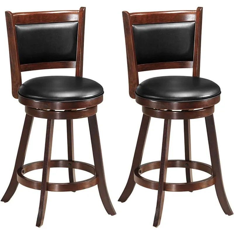 Bar Stools Set of 2, 360 Degree Swivel, Accent Wooden Swivel Seat Counter Height Bar Stool, Leather Upholstered Design
Bar Stools Set of 2, 360 Degree Swivel, Accent Wooden Swivel Seat Counter Height Bar Stool, Leather Upholstered Design