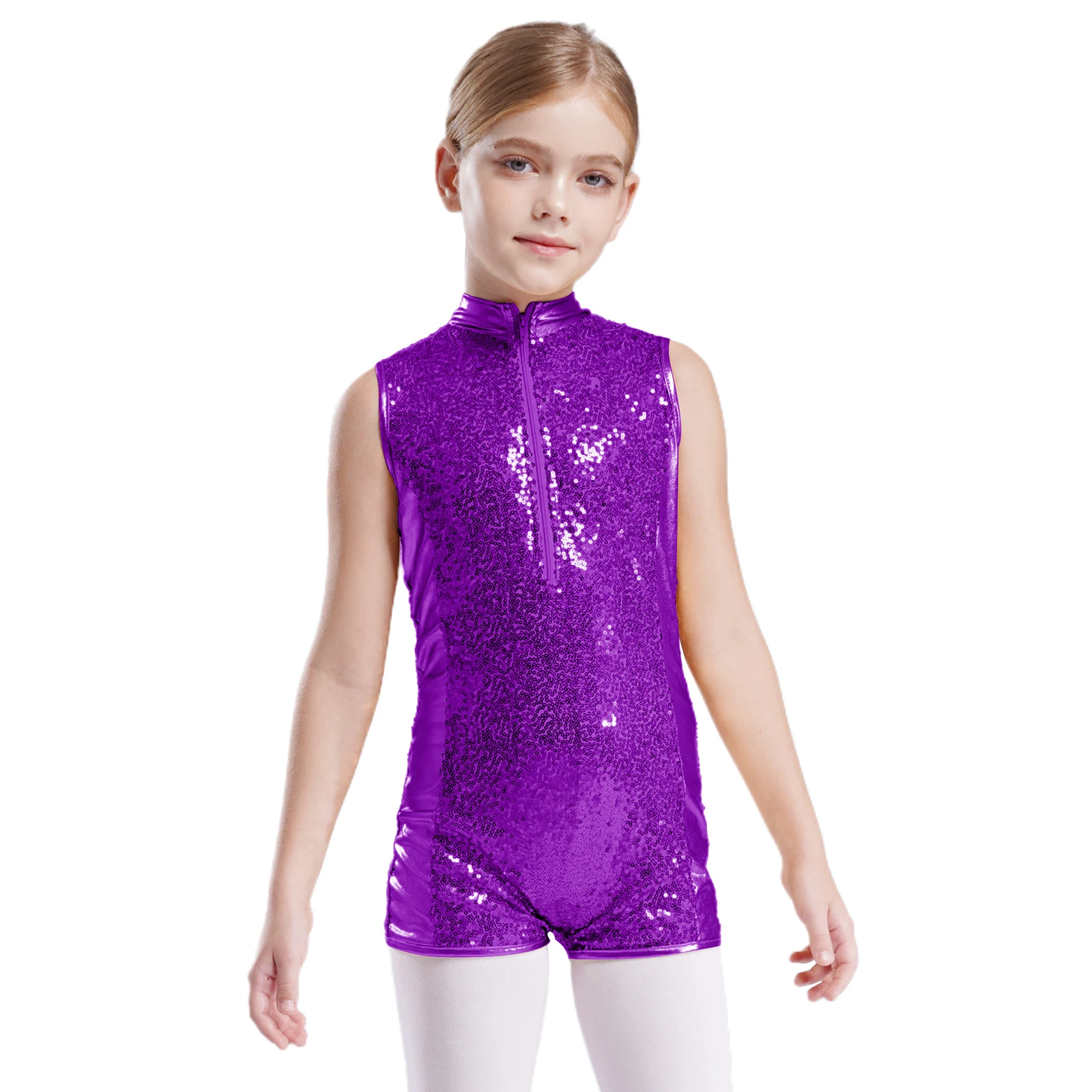 Kids Girls Gymnastics Leotard Bodysuit Jazz Ballet Performance Dancewear Stand Collar Sleeveless Sparkly Sequins Dance Jumpsuit 
Kids Girls Gymnastics Leotard Bodysuit Jazz Ballet Performance Dancewear Stand Collar Sleeveless Sparkly Sequins Dance Jumpsuit