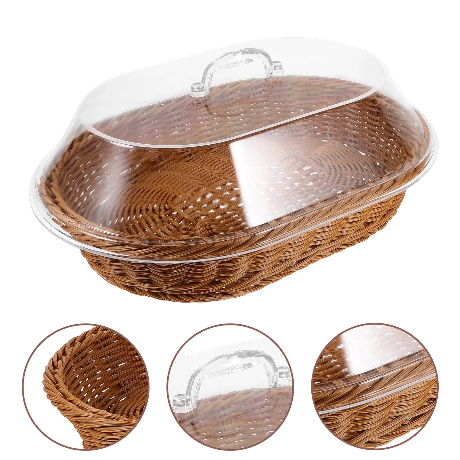 Smooth Surface Woven Food Serving Basket with Lid for Baked Goods Fruits Veggies Candies Small Snacks Home Cafe Bakery Store
Smooth Surface Woven Food Serving Basket with Lid for Baked Goods Fruits Veggies Candies Small Snacks Home Cafe Bakery Store