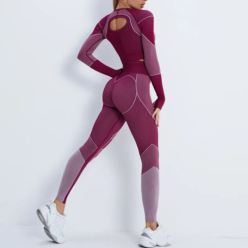 Seamless Yoga Set Sports Fitness High Waist Hip Raise Pants Long-Sleeved yoga Suit Workout Clothes Gym Leggings Set for Women
Seamless Yoga Set Sports Fitness High Waist Hip Raise Pants Long-Sleeved yoga Suit Workout Clothes Gym Leggings Set for Women