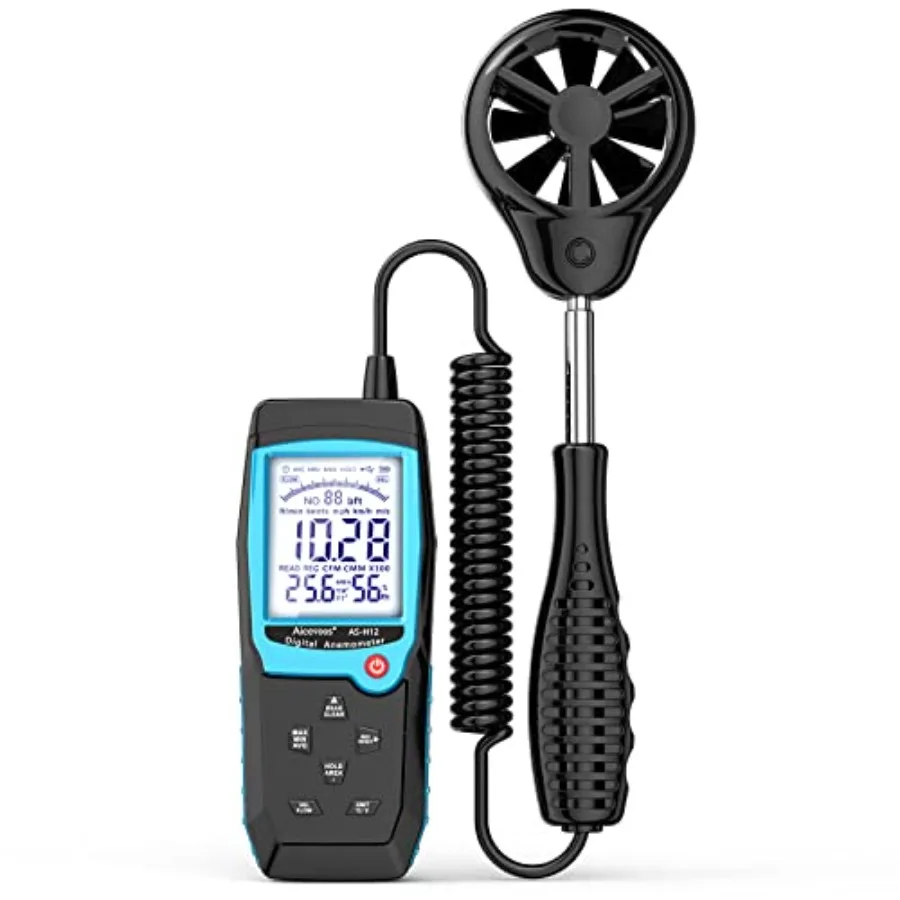 H12 Digital Anemometer Handheld Wind Speed Meter with Extended Wind Sensor Measures Wind Speed Wind Flow Temperature and Humidi
H12 Digital Anemometer Handheld Wind Speed Meter with Extended Wind Sensor Measures Wind Speed Wind Flow Temperature and Humidi