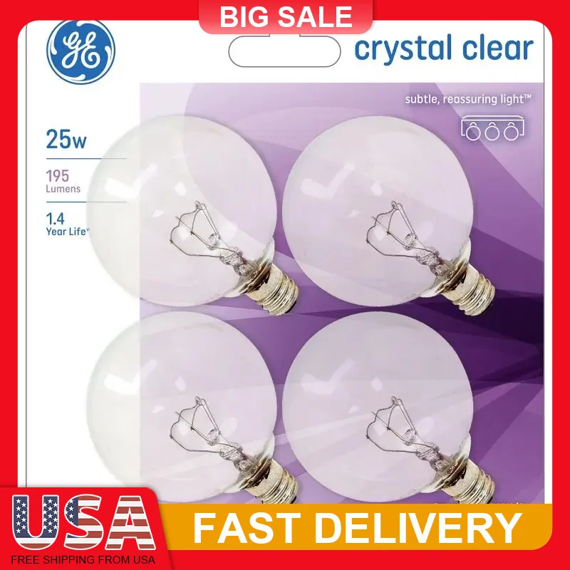4 Pack G16 Incandescent Light Bulbs 25W E12 Base Dimmable 195 Lumens 2500K Soft White Clear Vanity Bathroom Mirror Bulbs 2 Inch
4 Pack G16 Incandescent Light Bulbs 25W E12 Base Dimmable 195 Lumens 2500K Soft White Clear Vanity Bathroom Mirror Bulbs 2 Inch