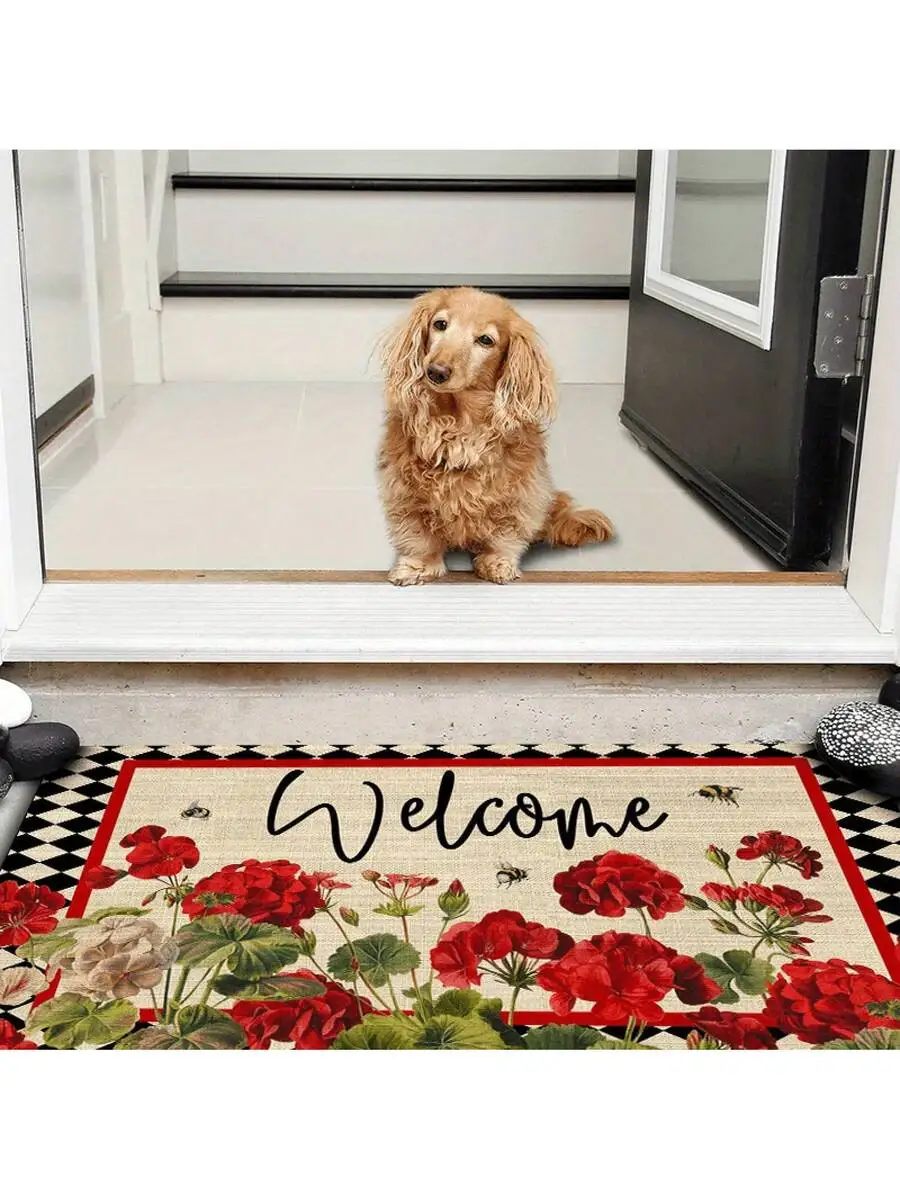 Spring Summer Welcome Mat Non-Slip Geranium Floral Plaid Doormat For Indoor Outdoor Entryway
Spring Summer Welcome Mat Non-Slip Geranium Floral Plaid Doormat For Indoor Outdoor Entryway
