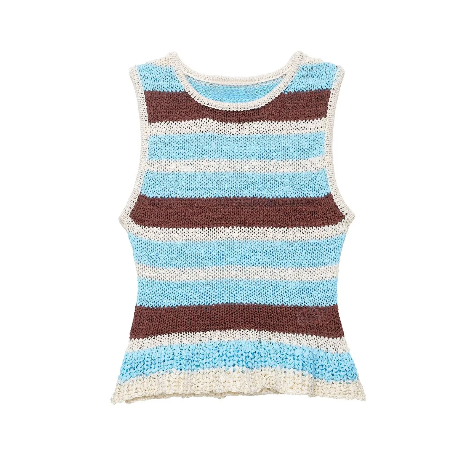 PB&ZA2025 summer new women's casual fashion layered decorative color matching striped sleeveless knitted vest top
PB&ZA2025 summer new women's casual fashion layered decorative color matching striped sleeveless knitted vest top