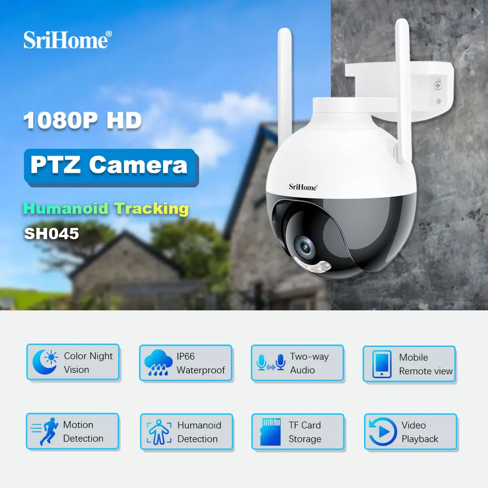 Srihome SH045 2MP 1080P Полноцветная беспроводная PTZ IP купольная камера AI Humanoid Автоматическое отслеживание Домашняя безопасность CCTV Радионяня
Srihome SH045 2MP 1080P Полноцветная беспроводная PTZ IP купольная камера AI Humanoid Автоматическое отслеживание Домашняя безопасность CCTV Радионяня