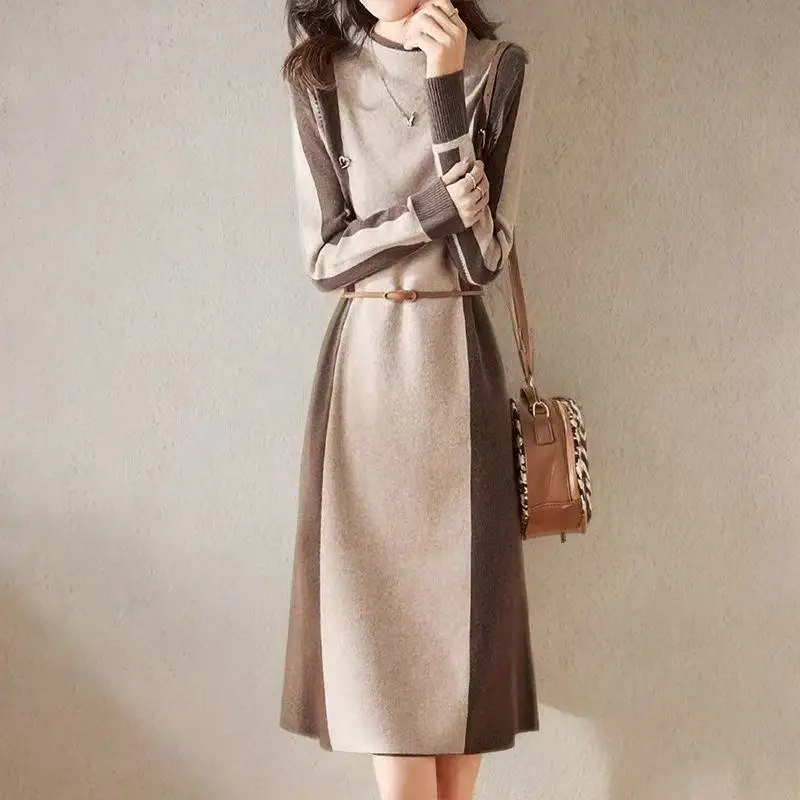 Fashion New Ladies Sweater Spring Autumn Woolen Dress Outerwear Pullover Jumper Splicing Color Women‘s Knitwear Pull Tops
Fashion New Ladies Sweater Spring Autumn Woolen Dress Outerwear Pullover Jumper Splicing Color Women‘s Knitwear Pull Tops