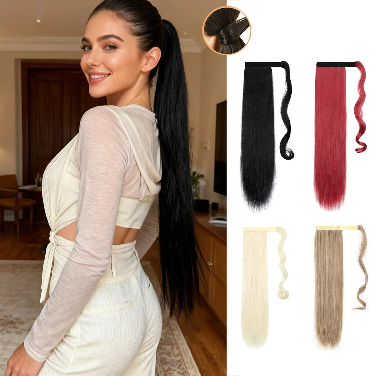 24-Inch Easy-To-Wear Wrapped Synthetic Long Straight Tail for Women Daily Use Hair Accessory ponytail
24-Inch Easy-To-Wear Wrapped Synthetic Long Straight Tail for Women Daily Use Hair Accessory ponytail
