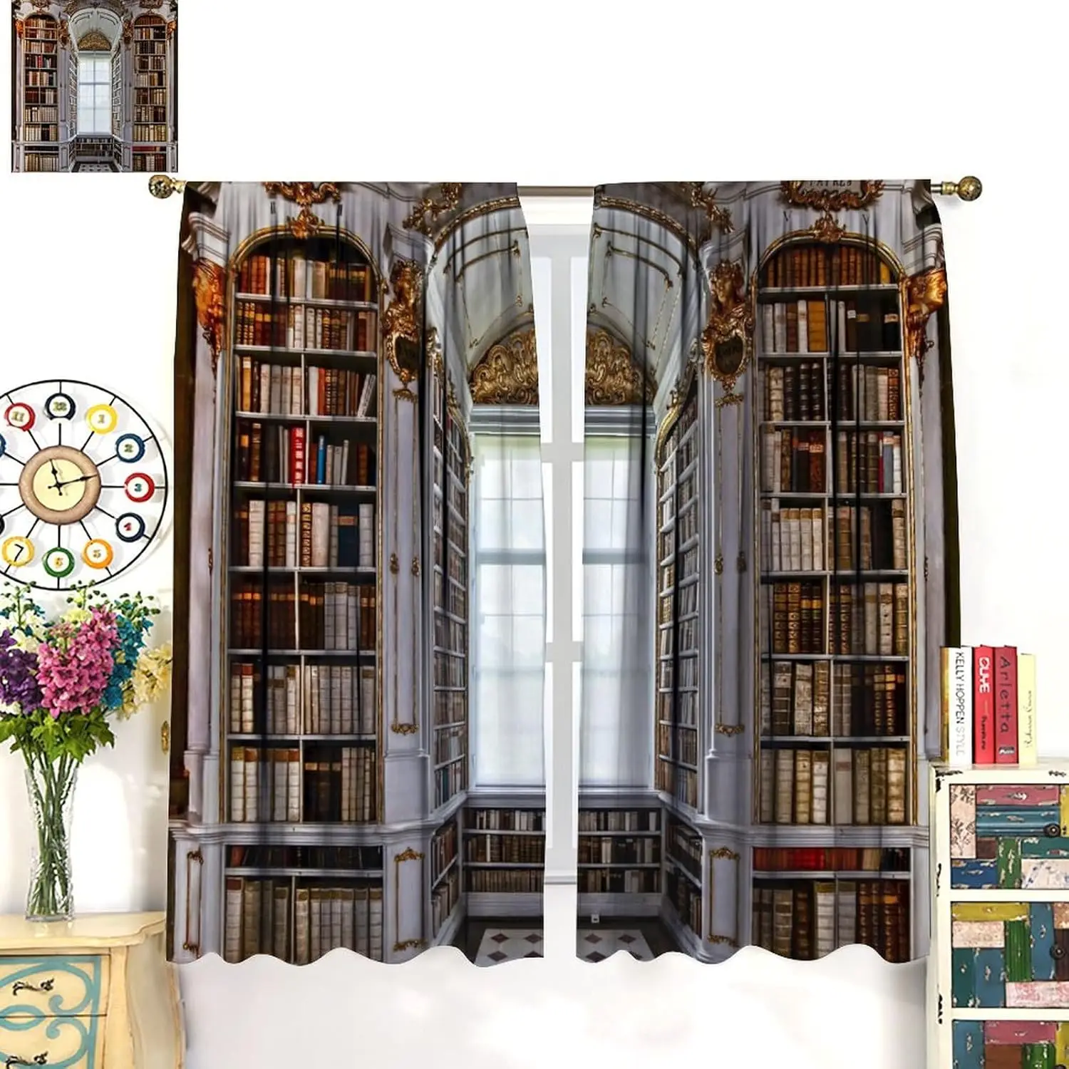Bookshelf Curtains, Vintage Library Gothic Bookcase Education Reading Classic Modern Style Window Treatments Curtains for Living
Bookshelf Curtains, Vintage Library Gothic Bookcase Education Reading Classic Modern Style Window Treatments Curtains for Living