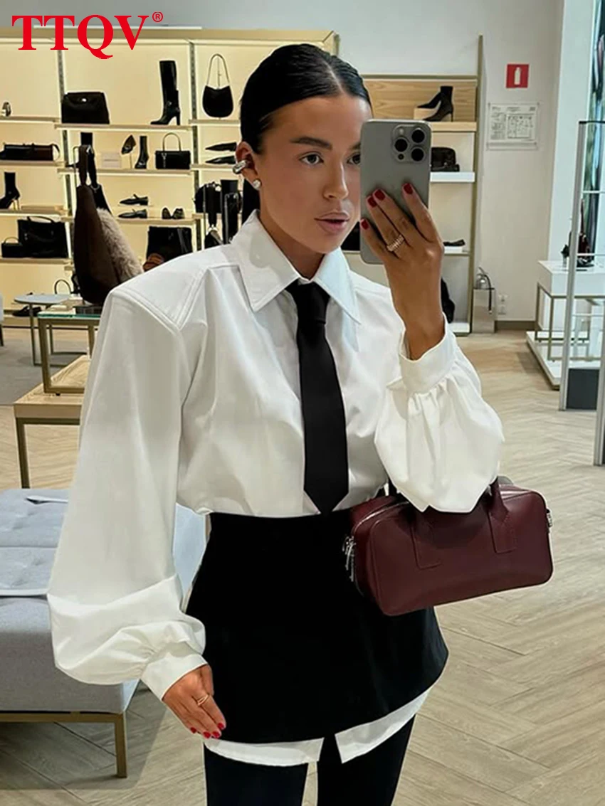 TTQV Fashion Loose White Skirt Set 2 Piece Woman 2026 Elegant Tie Long Sleeve Dress With High Waist Mini Skirt Set Female
TTQV Fashion Loose White Skirt Set 2 Piece Woman 2026 Elegant Tie Long Sleeve Dress With High Waist Mini Skirt Set Female