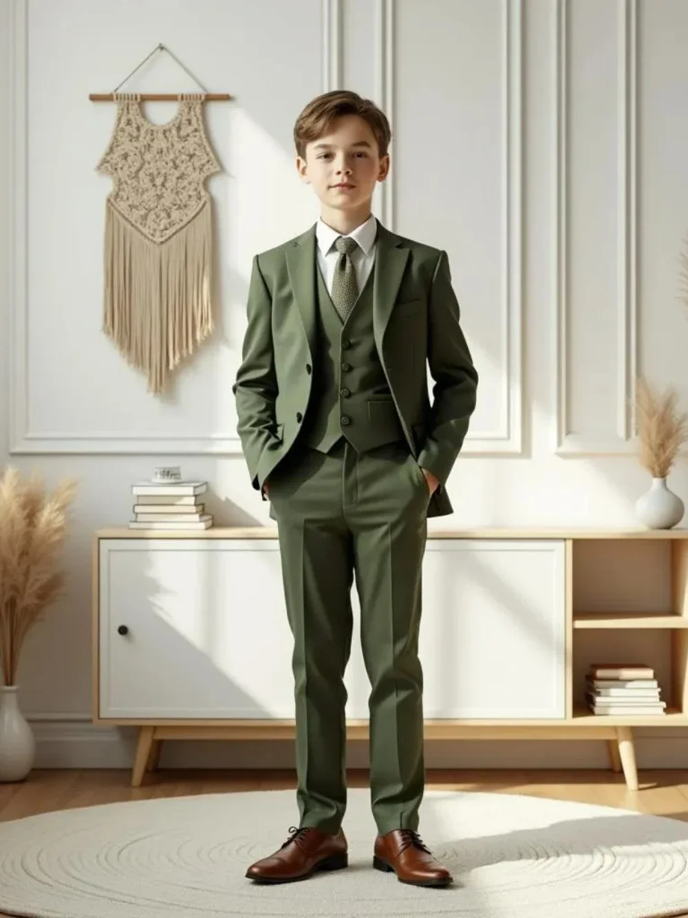Green Smart Child Suits Set Wear Spring Notched Lapel Jacket Vest Pants 3 Pieces School Activities Boys Suits Performance Tuxedo
Green Smart Child Suits Set Wear Spring Notched Lapel Jacket Vest Pants 3 Pieces School Activities Boys Suits Performance Tuxedo