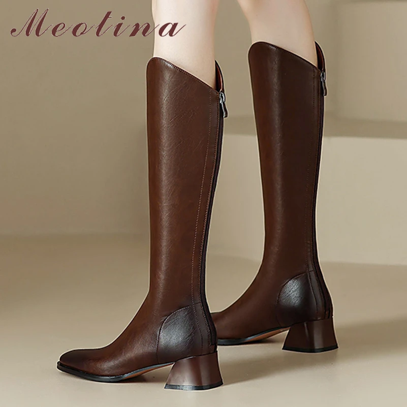 Meotina Women Genuine Leather Knee High Riding Boots Round Toe Chunky Mid Heel Zipper Lady Fashion Long Boot Autumn Winter Shoes
Meotina Women Genuine Leather Knee High Riding Boots Round Toe Chunky Mid Heel Zipper Lady Fashion Long Boot Autumn Winter Shoes