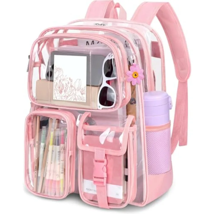 Clear Backpack for School, Heavy Duty PVC Transparent Bookbag with Reinforced Straps Stitches, Clear Bag for Stadium Events Gir
Clear Backpack for School, Heavy Duty PVC Transparent Bookbag with Reinforced Straps Stitches, Clear Bag for Stadium Events Gir
